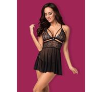 Babydoll Nero Con Pizzo E String Modello 838-BAB-1 Lingerie