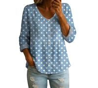 Babydoll Top per le donne Peter Pan collare pizzo Trim Button Up camicetta Y2K manica 3/4 vestiti carino, Pois 01, M
