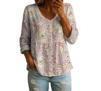 Babydoll Top per le donne Peter Pan collare pizzo Trim Button Up camicetta Y2K manica 3/4 vestiti carino, Floreale 14, L