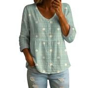 Babydoll Top per le donne Peter Pan collare pizzo Trim Button Up camicetta Y2K manica 3/4 vestiti carino, Pois 02, M