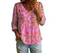 Babydoll Top per le donne Peter Pan collare pizzo Trim Button Up camicetta Y2K manica 3/4 vestiti carino, Floreale 12, XXL