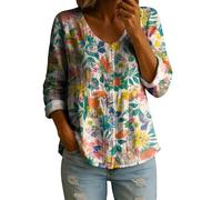 Babydoll Top per le donne Peter Pan collare pizzo Trim Button Up camicetta Y2K manica 3/4 vestiti carino, Floreale 11, XXL
