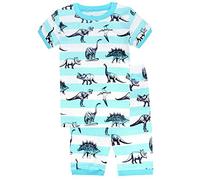 Babyfashion Pigiama Pantaloncini 2 Pezzi di Dinosauro Sia Par Bambino Sia per Ragazzo Sono 100% di Cotone(da 2 Anni Fino a 10 Anni)(Blu-3-4 Anni)