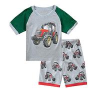 Babyfashion Pigiama Pantaloncini 2 Pezzi di Trattore Rosso ECC Sia Par Bambino Sia per Ragazzo Sono 100% di Cotone(da 2 Anni Fino a 11 Anni)(trattore1,8-9 Anni)