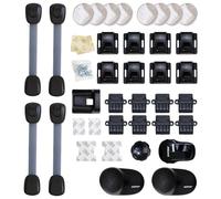 BABYGO® Kit di sicurezza per bambini di alta qualità, per casa e cucina | Serrature magnetiche di per bambini | Cinghie per bidone frigorifero | Protezioni per angoli | Tappi per porte | Nero