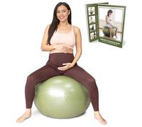 BABYGO® Palla da parto per gravidanza, maternità, travaglio e yoga + il nostro libro di gravidanza da 100 pagine, esercizio, piano di nascita e recupero (Olive, 75cm)
