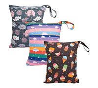 babygoal Borsa per pannolini lavabile, borsa da viaggio, borsa da spiaggia, piscina, borsa sportiva per costumi da bagno e vestiti bagnati, con due tasche con cerniera, Elefante e Gelato, 30cm x 36cm