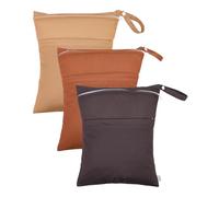 babygoal Borse bagnate per pannolini di stoffa per bambini, borse da viaggio lavabili, per spiaggia, piscina, palestra, per costumi da bagno e vestiti bagnati, con due tasche con cerniera, Marrone