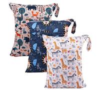 Babygoal Borse bagnate per pannolini di stoffa per bambini, borse da viaggio lavabili, per spiaggia, piscina, palestra, per costumi da bagno e vestiti bagnati, con due tasche con cerniera, Giraff e
