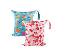 Babygoal LN02 - Sacchetti per pannolini in tessuto, lavabili da viaggio, spiaggia, piscina, palestra, per costumi da bagno e vestiti bagnati, con due tasche con cerniera, confezione da 2