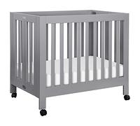 babyletto Origami Mini Culla Pieghevole Portatile con Ruote in Grigio, 2 Posizioni Materasso Regolabile, Certificato Greenguard Gold