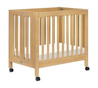 Babyletto Origami Mini Culla Portatile Pieghevole con Ruote in Miele, 2 Posizioni di Materasso Regolabili, Certificato Greenguard Gold