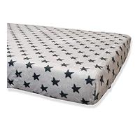 Babyline BACOESNE - Lenzuolo in corallino invernale, ipermorbido, traspirante e ipoallergenico, angoli gommati, regolabile (stelle nere, lettino 60 x 120), unisex