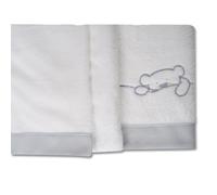 Babyline Lenzuola per lettino invernale in corallina, extra morbido, 50 x 80, ideale per l'inverno, con piano di lavoro e federa, (Sweet Bear)