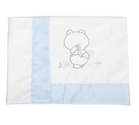 Babyline Lenzuolo 100% cotone, ipoallergenico, traspirante ed ecologico. Morbido al tatto. 3 pezzi (lenzuolo, lenzuolo con angoli e cuscino). 100% produzione Spagna. (Pepo Celeste, minicla 80 x 50)
