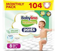 Babylino Premium Pants, Pannolini a mutandina Taglia 8 con filtrante ULTRA SOFT, Extra Extra Large (20+kg), 104 Unità