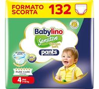 Babylino Sensitive Cotton Soft Pannolini Mutandina Taglia 4, Pants Maxi (7-13kg), 132 Unità