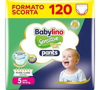 Babylino Sensitive Cotton Soft Pannolini Mutandina Taglia 5, Pants Junior (10-16kg), 120 Unità