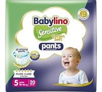 Babylino Sensitive Cotton Soft Pannolini Mutandina Taglia 5, Pants Junior (10-16kg), 20 Unità