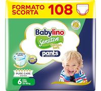 Babylino Sensitive Cotton Soft Pannolini Mutandina Taglia 6, Pants XL (13-18 Kg), 108 Unità