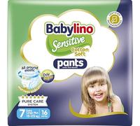 Babylino Sensitive Cotton Soft Pannolini Mutandina Taglia 7, Pants XL Plus (15-25 Kg), 16 Unità