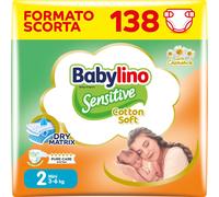 Babylino Sensitive Cotton Soft Pannolini Neonato Taglia 2 Mini (3-6Kg) 138 Unità