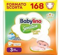 Babylino Sensitive Cotton Soft, Pannolini Taglia 3, Midi (4-9kg), 168 Unità