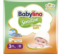 Babylino Sensitive Cotton Soft, Pannolini Taglia 3, Midi (4-9kg), 22 U