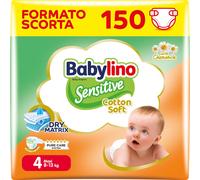 Babylino Sensitive Cotton Soft Pannolini Taglia 4 Maxi (8-13kg) 150 Unità