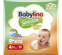 Babylino Sensitive Cotton Soft, Pannolini Taglia 4, Maxi (8-13kg), 20