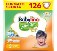 Babylino Sensitive Cotton Soft, Pannolini Taglia 5+, Junior Plus (12-17Kg), 126 Unità