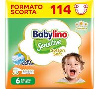 Babylino Sensitive Cotton Soft, Pannolini Taglia 6, Extra Large (13-18Kg), 114 Unità