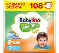 Babylino Sensitive Cotton Soft, Pannolini Taglia 7, Extra Large Plus (15+kg), 108 Unità