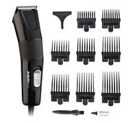 Babyliss 7755U - Tagliacapelli da uomo, lame diamantate in acciaio inox, 8 pettini, alimentazione a rete, acconciature domestiche, pettine incluso, liscio e preciso, nero