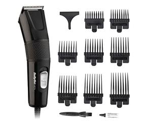 Babyliss 7755U - Tagliacapelli da uomo, lame diamantate in acciaio inox, 8 pettini, alimentazione a rete, acconciature domestiche, pettine incluso, liscio e preciso, nero