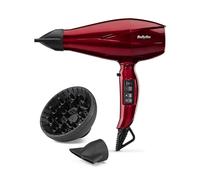 BaByliss Asciugacapelli Made In Italy con Motore Digitale 2200W, Phon Capelli, asciugatura ultra-rapida, funzione ionica,3 temperature, 4 velocità, tasto turbo, diffusore, concentratori, rosso, 6001DE