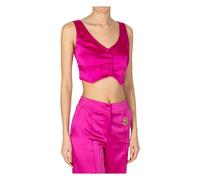 Babylon, ,Jackets ,Donna ,Rosa ,S Gilet Crop in Raso con Chiusura a Bottoni