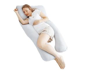 Babymoov Cuscino per gravidanza e allattamento in cotone organico B.LOVE Mineral Grey - Certificato Oeko-Tex - Made in Europe - Misura XXL con piccolo cuscino staccabile
