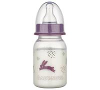 babynova Biberon 120ml con tettarella in silicone a flusso lento anti-colica per neonati - Prodotto in Germania - Senza BPA - Conigli