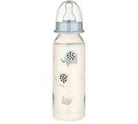 babynova Biberon 240ml con tettarella in silicone a flusso medio anti-colica per neonati - Prodotto in Germania - Senza BPA - Elefanti