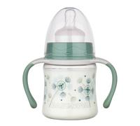 babynova Biberon a Collo Largo 150 ml con Manici - Tazza Trainer con Tettarella in Silicone a Flusso Lento Anti-Colica - Prodotto in Germania - Senza BPA - Dente di Leone