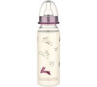 babynova Set di Biberon 240ml (3 pezzi) con tettarella in silicone a flusso medio anti-colica per neonati - Prodotto in Germania - Senza BPA - Conigli