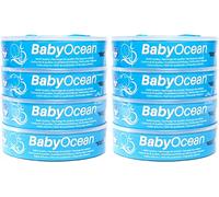 BabyOcean - Ricarica compatibile per mangiapannolini angelcare maialino e genie. 8 metri di lunghezza, sacchetti con multi-strati anti odore. Qualità proprio come l'originale (8 pezzi)