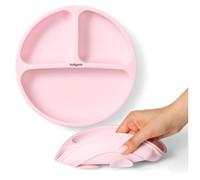 BabyOno Piatto in silicone con ventosa per microonde rosa