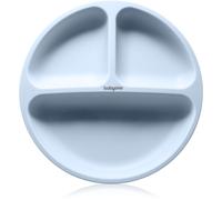BabyOno Siilicone Plate 6m+ piatto diviso con ventosa Blue 1 pz