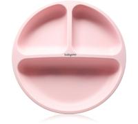 BabyOno Siilicone Plate 6m+ piatto diviso con ventosa Pink 1 pz