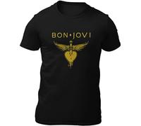 BabyPaper Bon X Jovi Gold T-Shirt Unisex Casual Tees Black 3XL