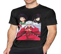 BabyPaper Inuyasha And Higurashi Kagome Men T Shirt Crew Neck Short Sleeve Cotton Tee Tops T-Shirt Black XXL