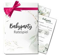 Babyparty - Gioco da tavola Deluxe by snaPmee, edizione regalo con scatola, 25 domande e auguri per ragazzi o ragazze, eucalipto A6