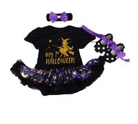 BABYPREG Il mio Primo Costume di Halloween per Neonati Costume da Zucca per Il Ringraziamento Bambino della Bambina (Strega Nera, 12-18 Mesi)
